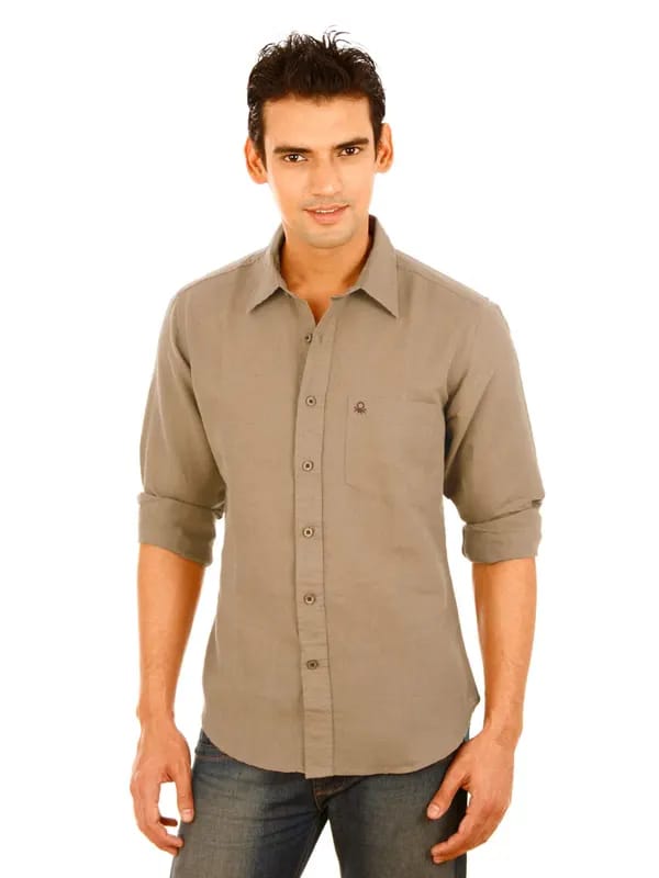 United Colors of Benetton Men Winter Brown Shirt