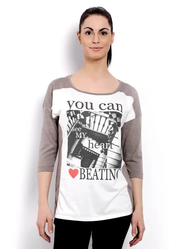 United Colors of Benetton Women Winter White Printed Top