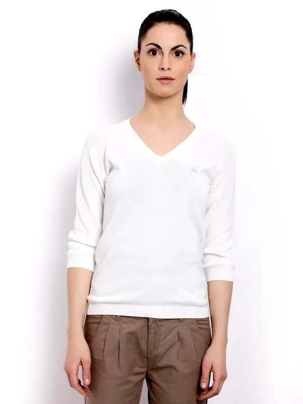 United Colors of Benetton Women Light Winter White Sweater