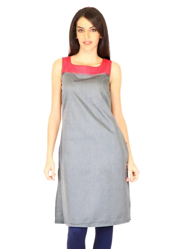 W Women Solid Grey Kurtas
