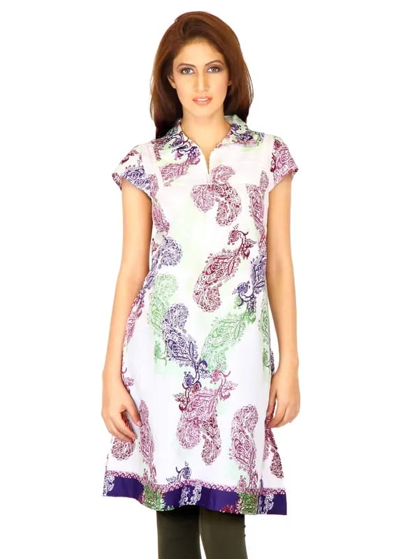 W Women Printed White Kurtas