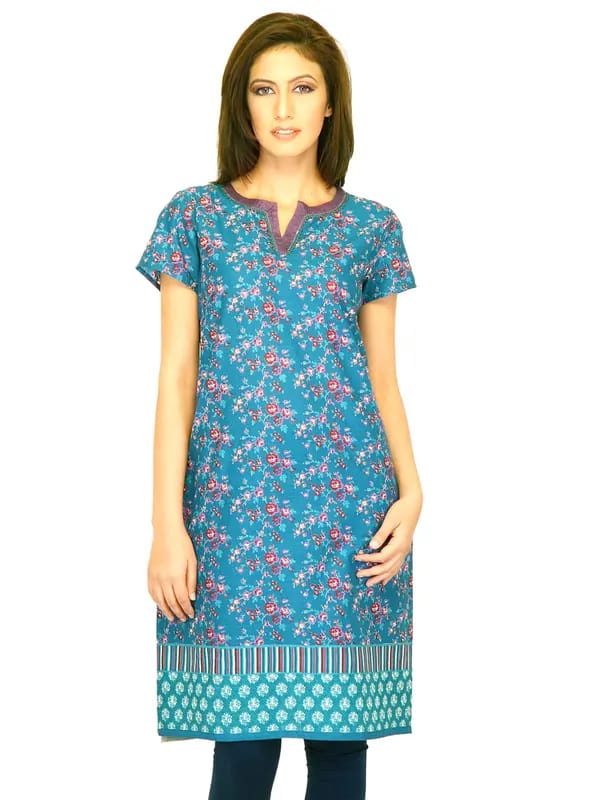 W Women Printed Blue Kurtas