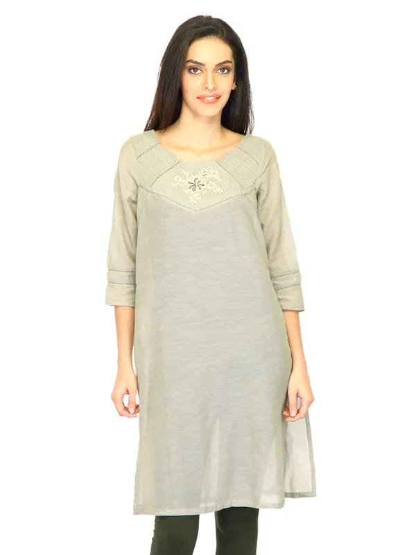 W Women Solid Grey Kurtas