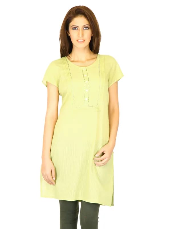 W Women Solid Green Kurtas