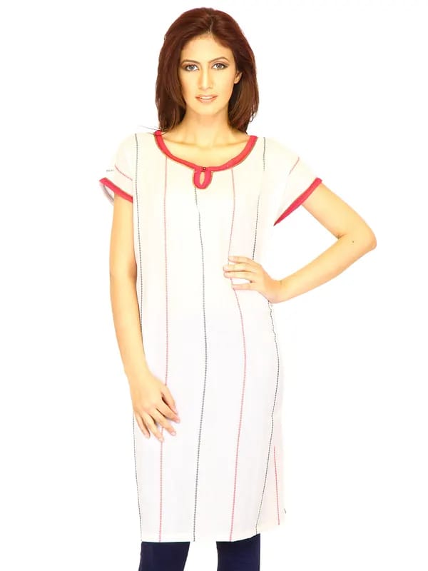 W Women Stripe White Kurtas