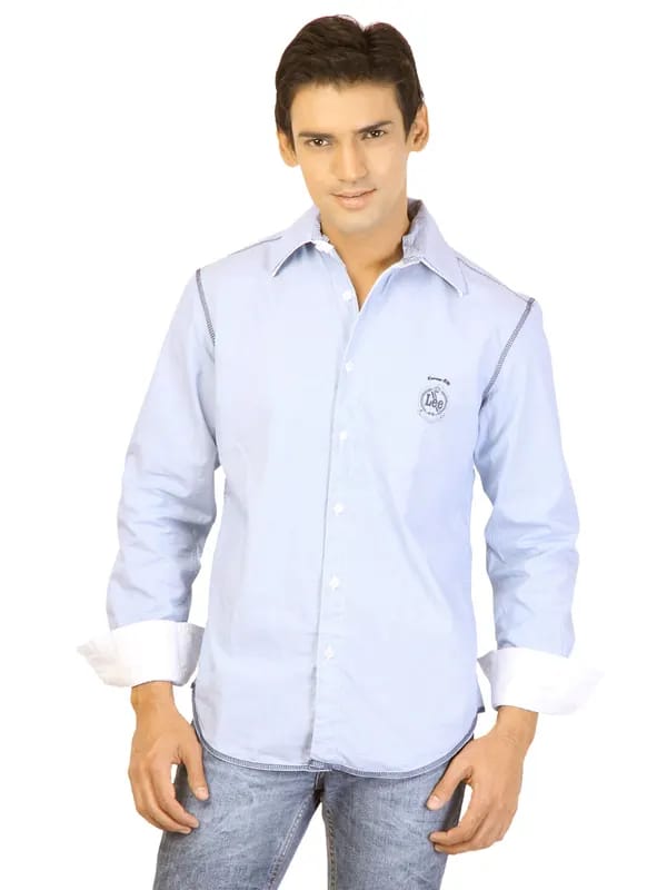 Lee Men Solid Blue Shirts