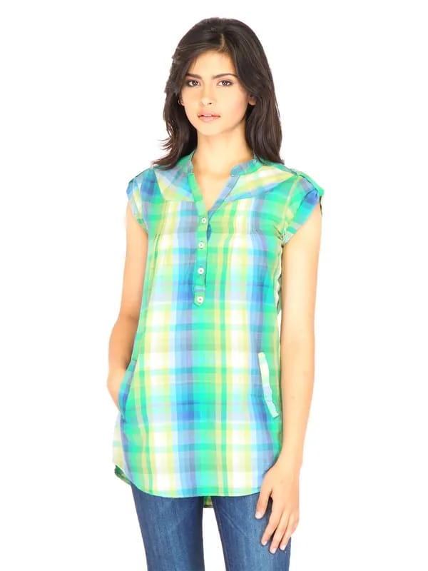 Lee Women Check Green Tunics