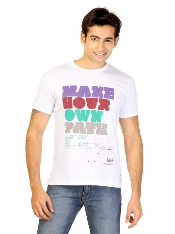 Lee Men Printed White Tshirts