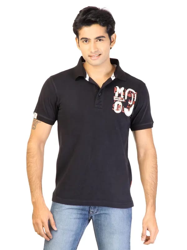 Lee Men Solid Black Tshirt