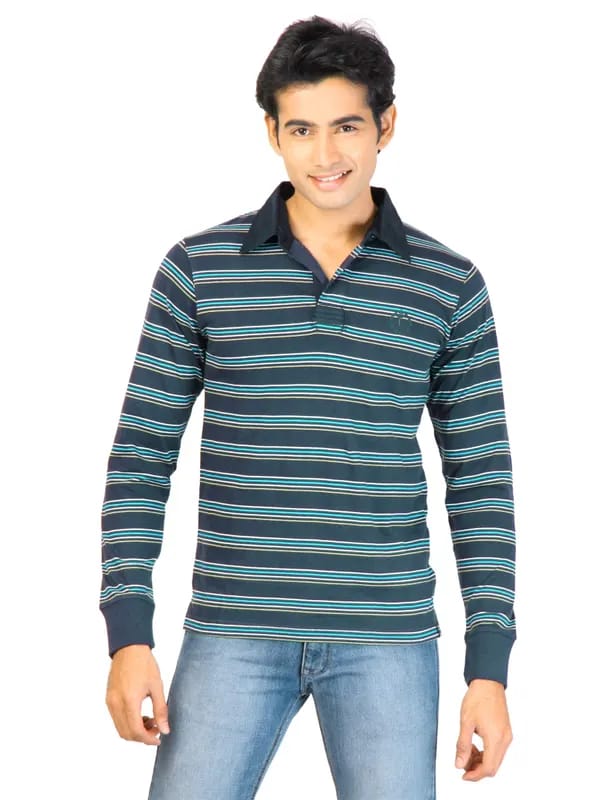 Lee Men Stripes Navy Blue T-shirt
