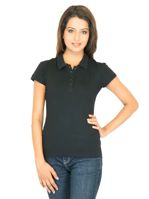 Lee Women Solid Black Tshirts