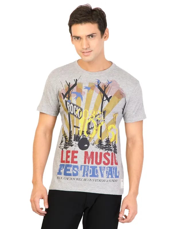 Lee Men Printed Grey Tshirts