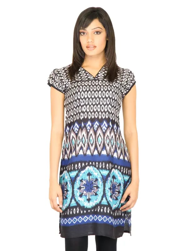 Vishudh Women Pigment Print Black Kurtas