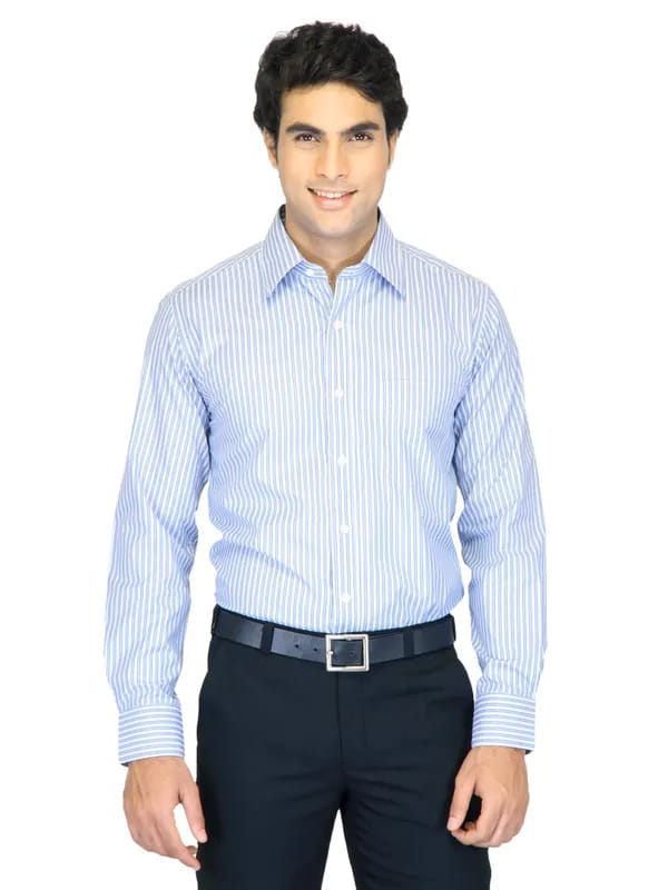 Mark Taylor Men White Striped Shirt
