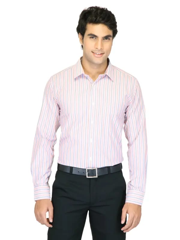 Mark Taylor Men Red Striped Shirt
