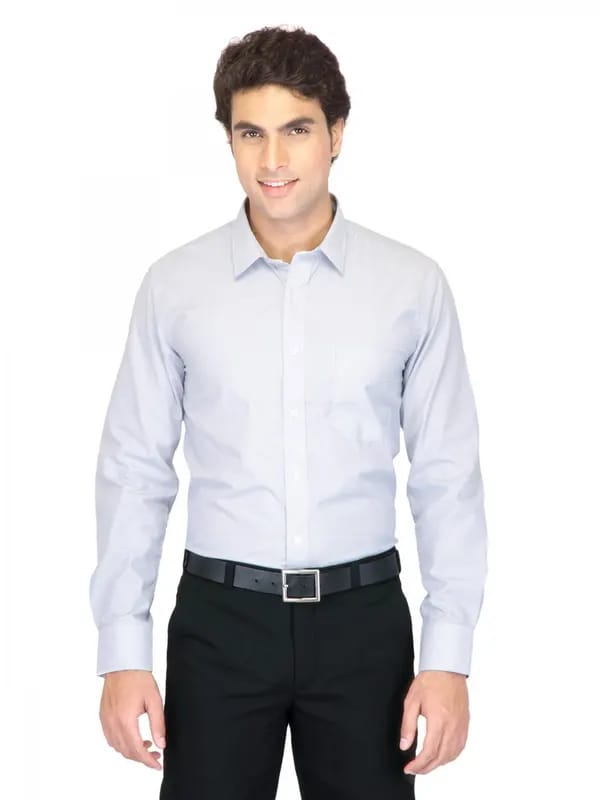 Mark Taylor Men White Blue Striped Shirts