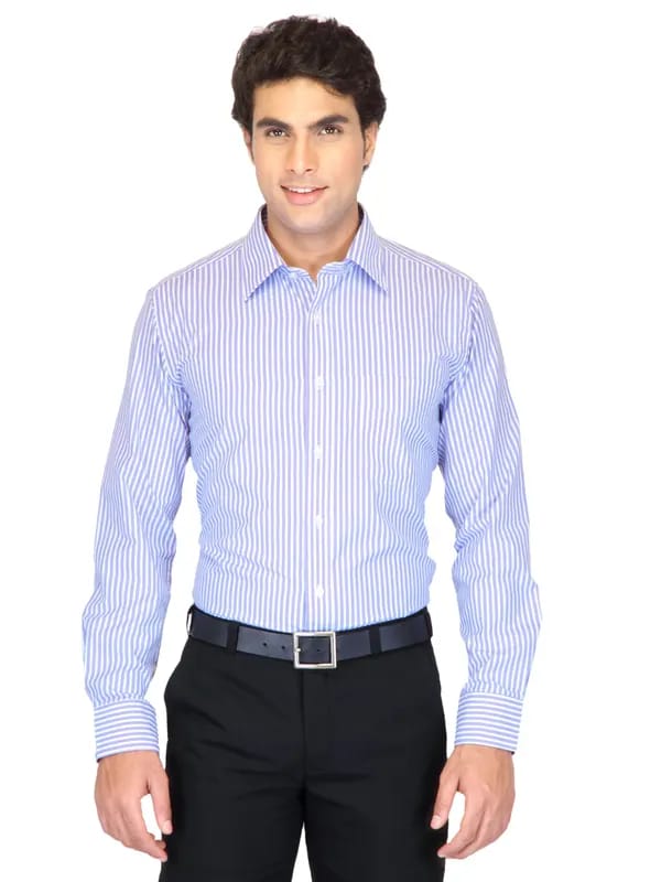 Mark Taylor Men Purple White Striped Shirts