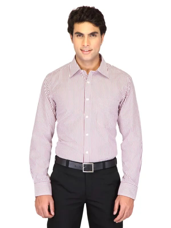 Mark Taylor Men Red Striped Shirt