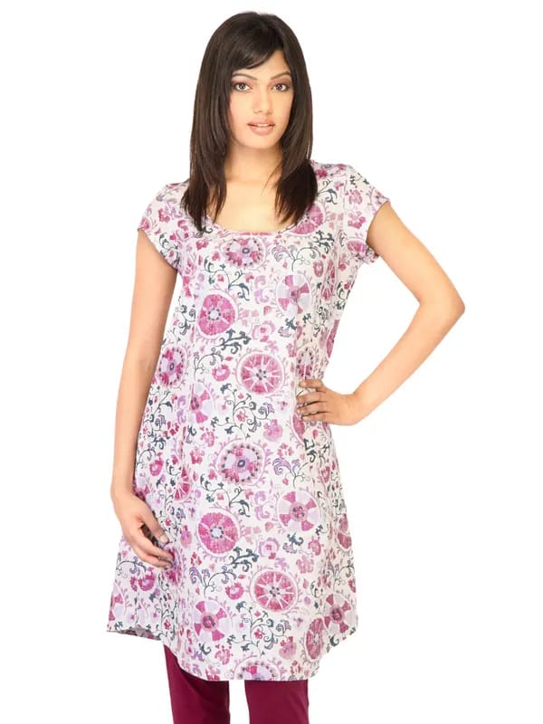 W Women Printed White Kurtas