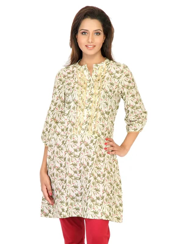 W Women Printed White Kurtis