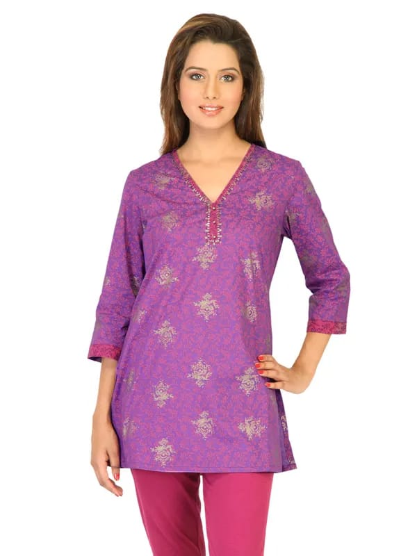 Aurelia Women Printed Purple Kurti