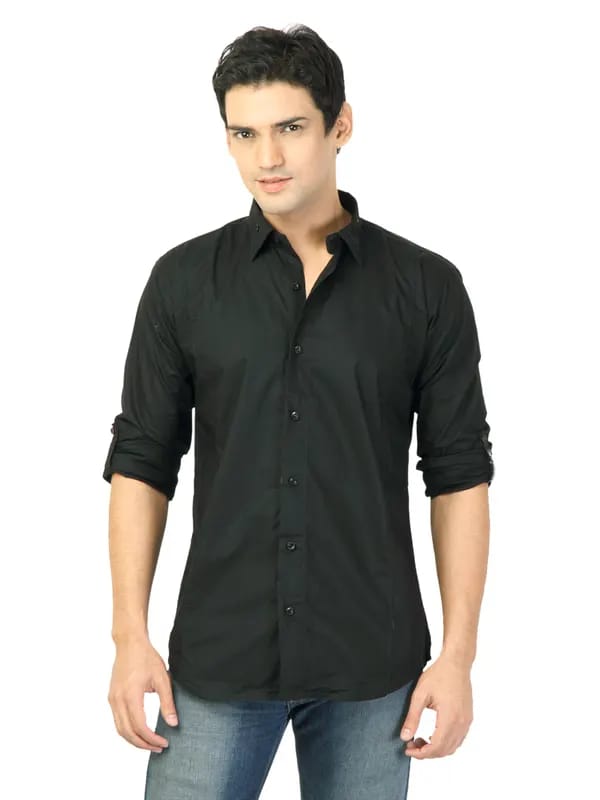 Basics Men Black Slim Fit Shirt