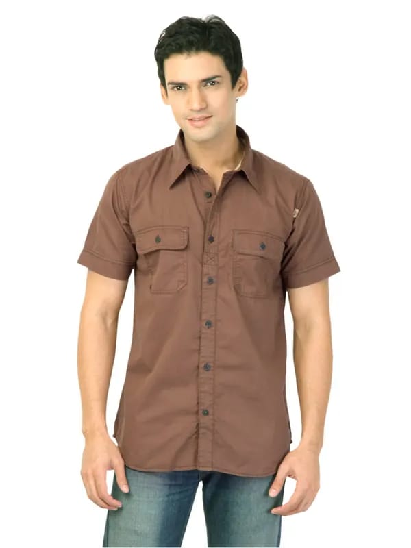 Basics Men Brown Slim Fit Shirt
