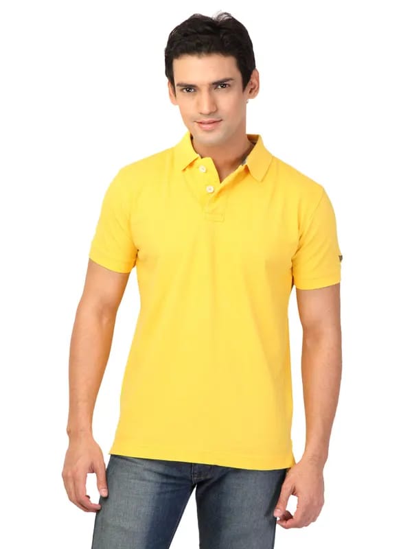 Basics Men Yellow Polo T-shirt