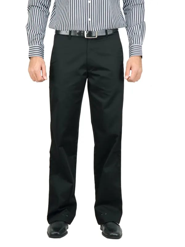 Basics Men Solid Black Trousers