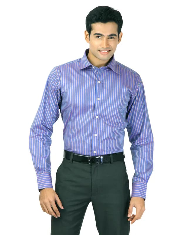 Genesis Men Stripes Blue Shirts