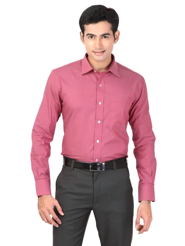 Genesis Men Solid Pink Shirts