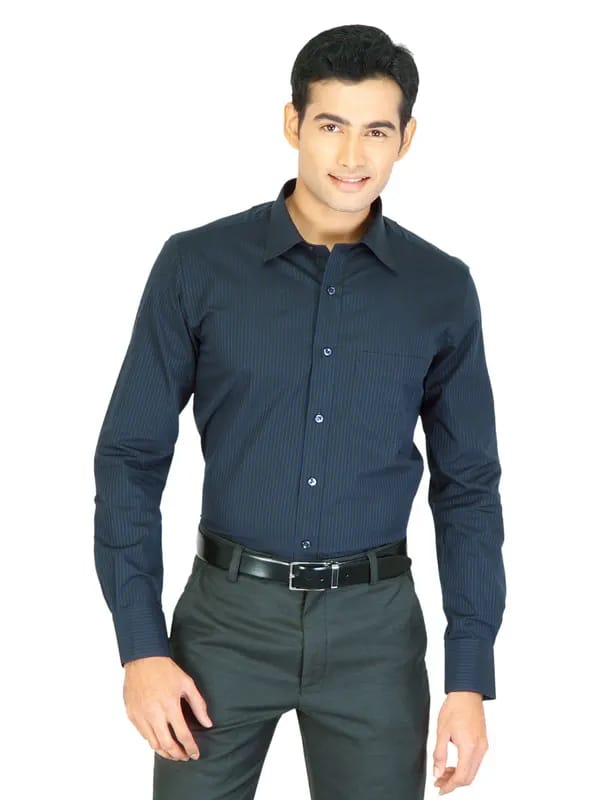 Genesis Men Stripes Black Shirts