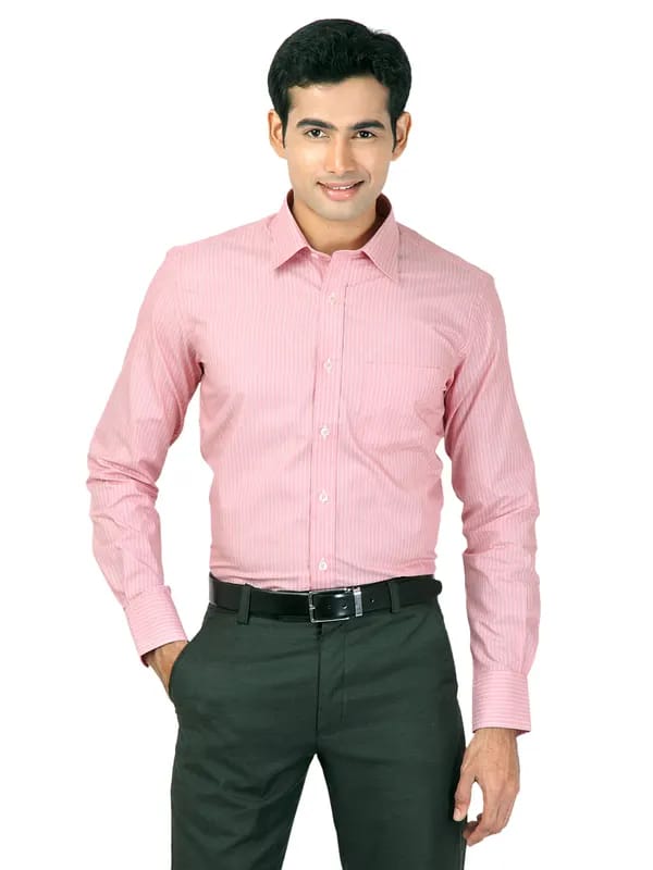 Genesis Men Stripes Pink Shirts