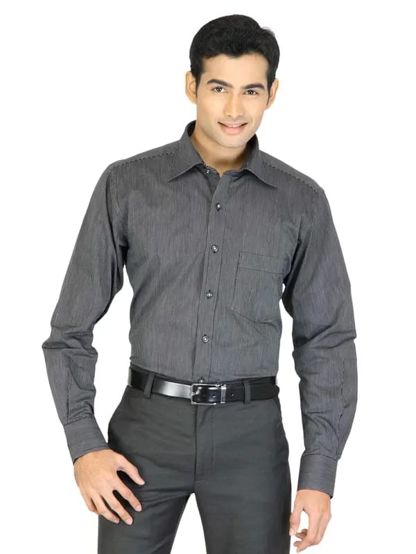 Genesis Black Striped Formal Shirt