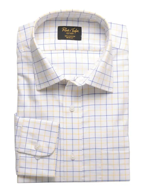 Reid & Taylor Men Check White Shirts