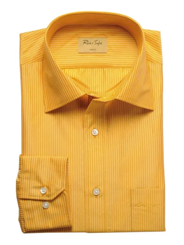 Reid & Taylor Men Stripes Orange Shirts