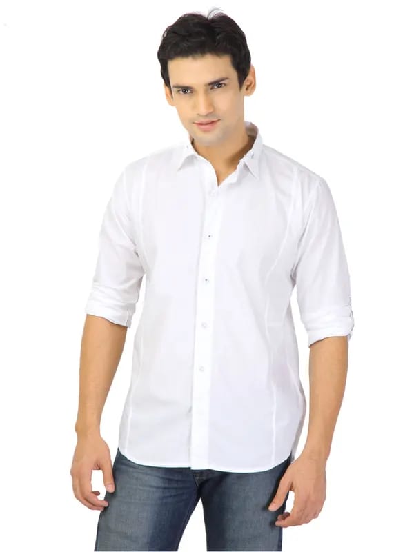 Basics Men White Slim Fit Shirt