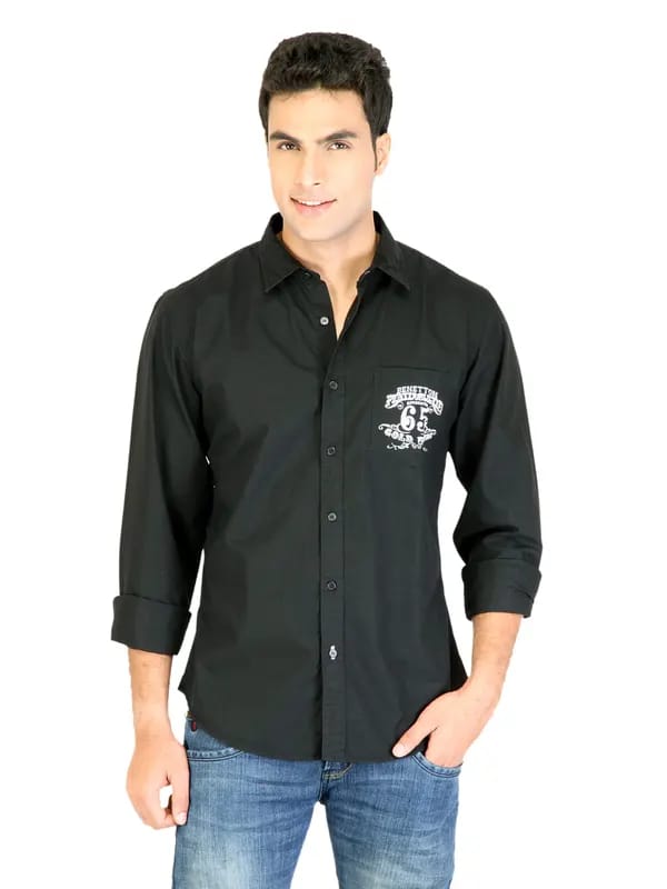 United Colors of Benetton Men Short Black Shirts