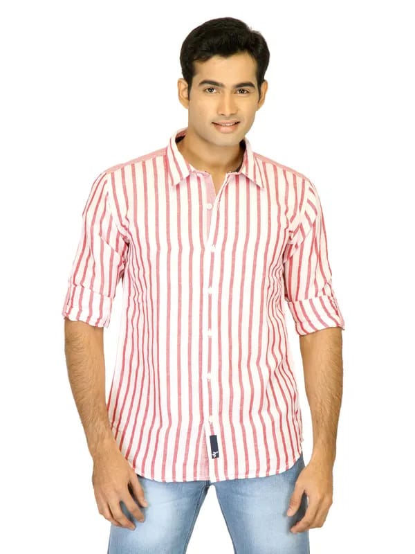 Probase Men Stripes White Shirts