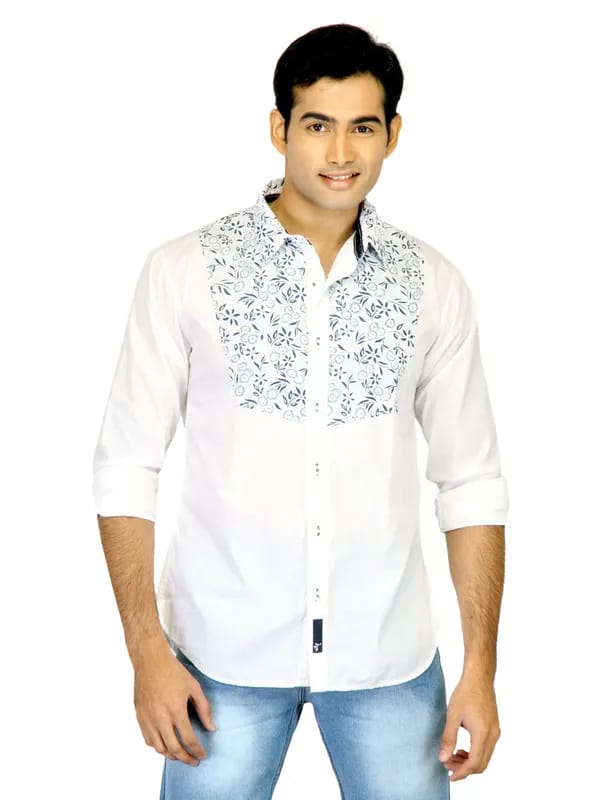 Probase Men Printed White Shirts