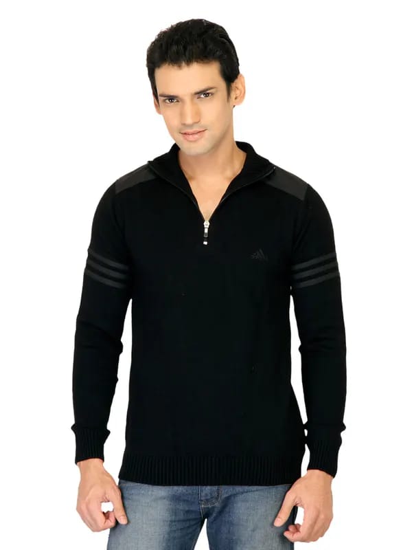 ADIDAS Men Badge P/O Black Sweaters