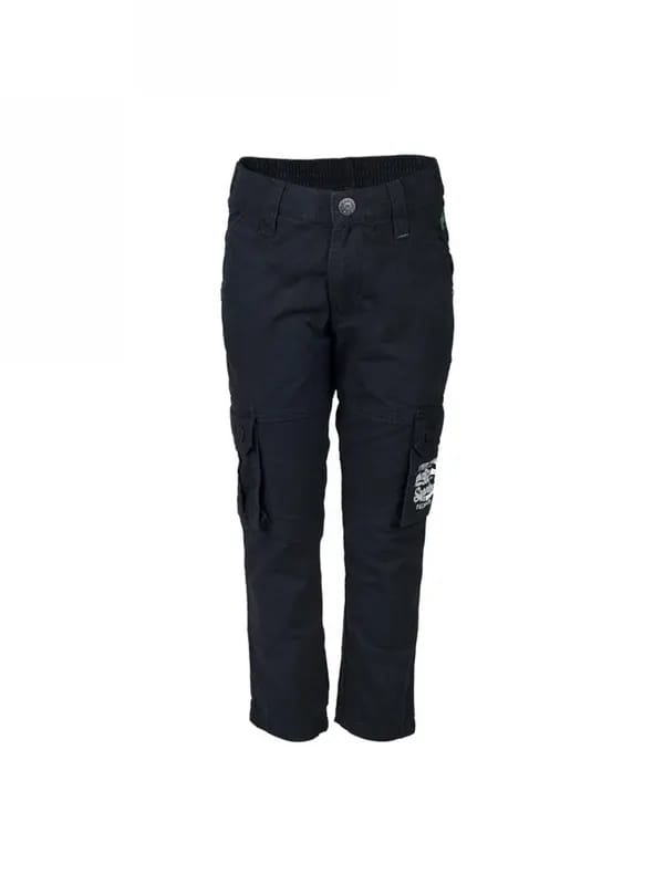 Palm Tree Kids Boy Solid Navy Blue Trousers