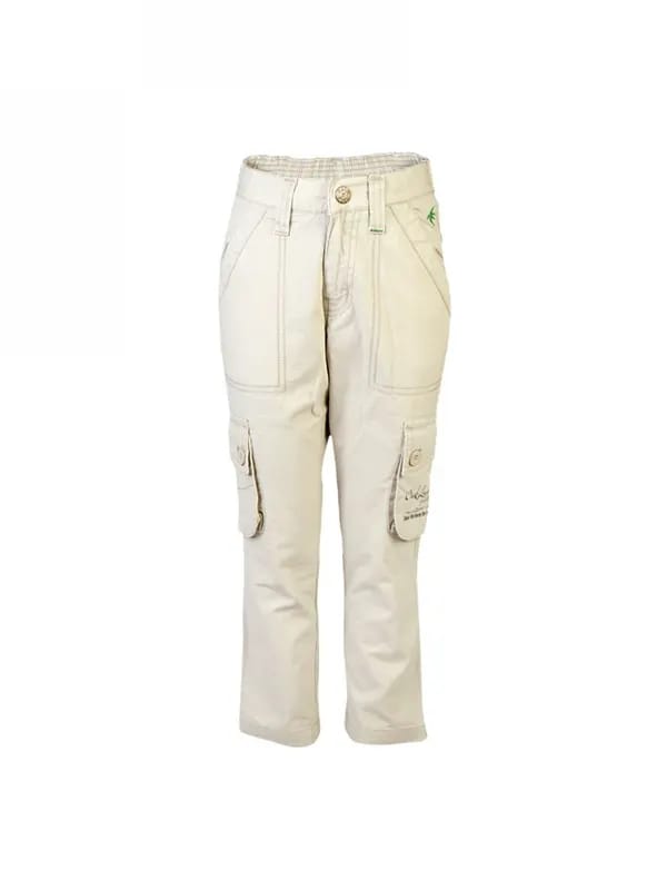 Palm Tree Kids Boy Solid Beige Trousers