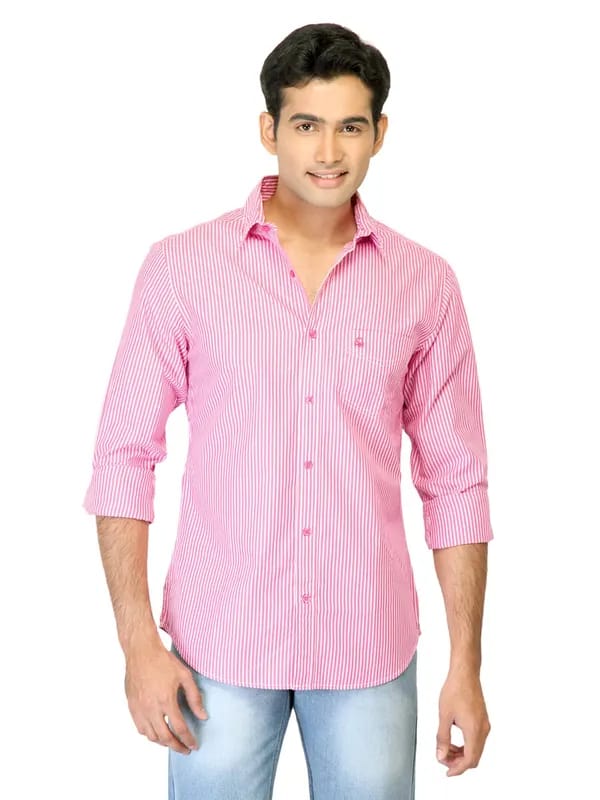 United Colors of Benetton Men Stripes Pink Shirts