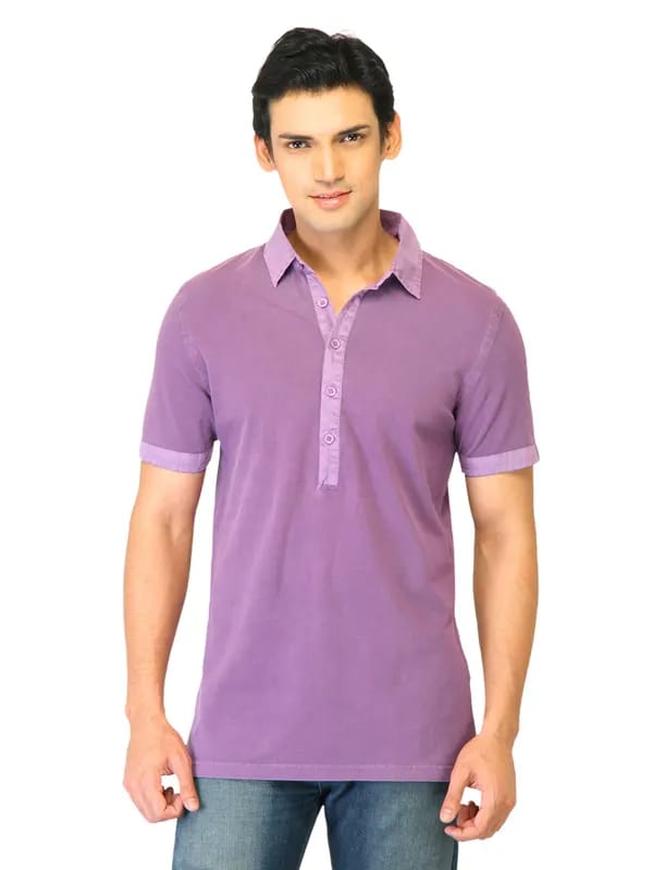 United Colors of Benetton Men Solid Purple polo T-shirts