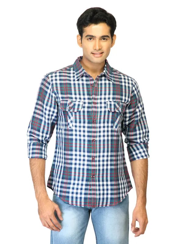United Colors of Benetton Men Check Blue Shirts