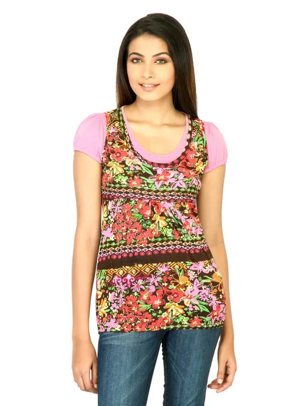 Jealous 21 Women Printed Pink Tops