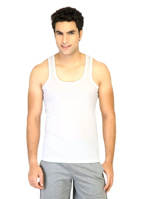 Hanes Men Jersey VestPack Of 2 White Innerwear Vests