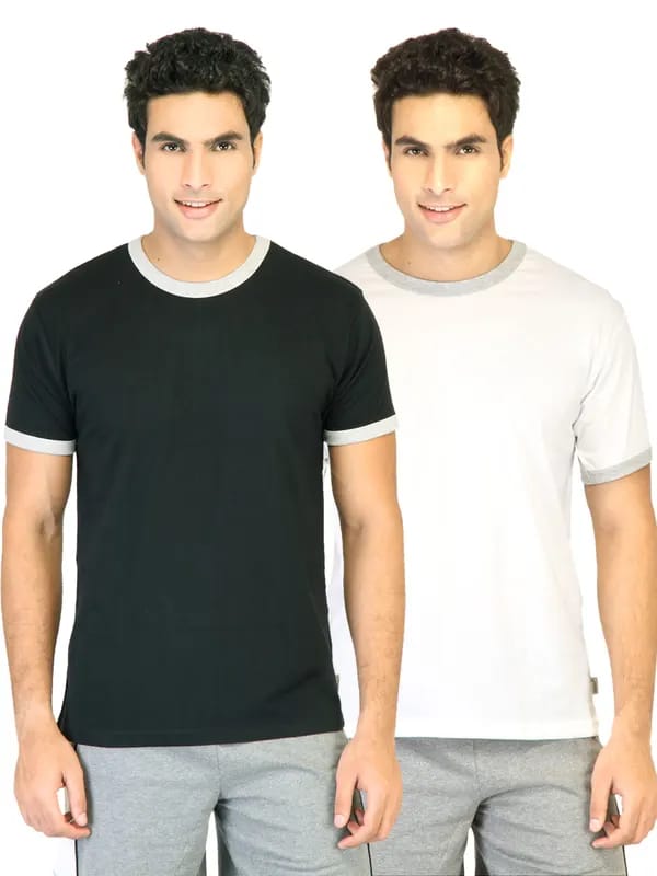 Hanes Men Pack of 2 Half Contrast Piping Ringer T-shirts