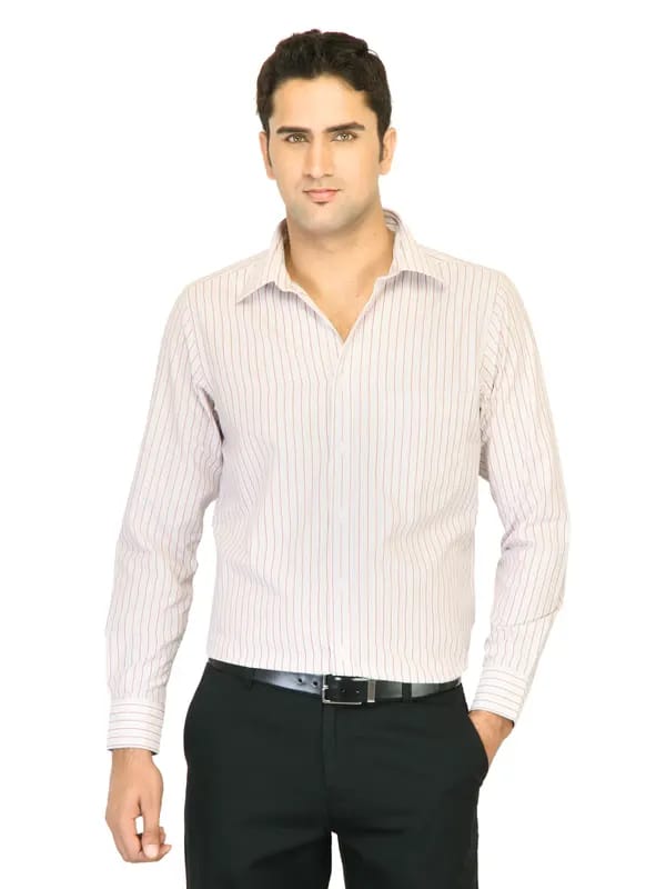 Belmonte Men Stripes White Shirts